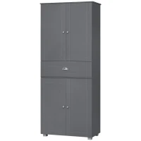 HOMCOM 72" Freestanding Kitchen Pantry Cabinet, Tall Storage Cabinet with 4 Doors, Drawer and Adjustable Shelves for Dining Room, Gray(m-10)