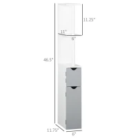 kleankin Bathroom Storage Cabinet with Open Shelves, Grey(m-3)