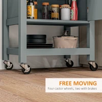 HOMCOM Kitchen Cart on Wheels, Rolling Kitchen Island Cart with Wood Top, Towel Rack, Drawer and Shelf for Dining Area, Grey(m-5)