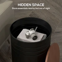 HOMCOM Round Storage Ottoman Set of 2, Nesting Ottomans with Wooden Lid, Metal Frame and Hidden Storage Space for Bedroom(m-5)