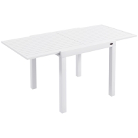 Outsunny Expandable Patio Table, Outdoor Dining Table for 4-6 with Aluminum Frame for Garden, Lawn, Balcony Terrace, White