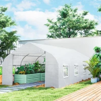 Outsunny 20x10x7ft Walk-in Steeple Greenhouse Outdoor Backyard Plant Seed Growth Tunnel Shed Warm House with 2 Anchor Way White(m-1)