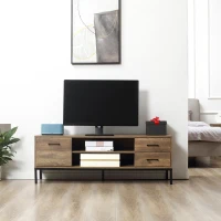 HOMCOM TV Stand for TV up to 50 Inches, Entertainment Center with Door, Open Storage and Drawers, TV Table with Steel Legs, Coffee(m-7)