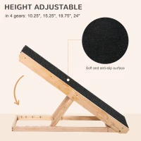 PawHut Elevated Dog Ramp for Bed, Foldable and Height Adjustable Pet Ramp for Cats with Non-Slip Finish, Pine 35.5" L x 16" W x 24" H, Black(m-6)