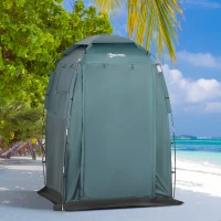 Outsunny 60" x 60" x 82" Shower Tent Extra Wide Changing Room Privacy Portable Camping Shelters with Windows & Floor Mat, Green(m-8)