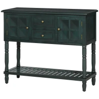 HOMCOM Vintage Console Table with 2 Drawers and Cabinets, Retro Sofa Table for Entryway, Living Room and Hallway, Vintage Blue(m-11)