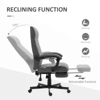 Vinsetto Computer Desk Chair, High-Back Office Chair, Reclining Chair with Adjustable Height, Footrest and Swivel Wheels, Grey(m-5)