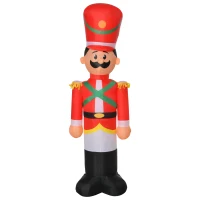 HOMCOM 6ft Christmas Inflatables Outdoor Decorations Nutcracker Soldier, Blow-Up Yard Christmas Decor with LED Lights Display(m-1)