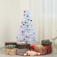 HOMCOM 4ft Decorated Christmas Tree, Artificial Christmas Tree with Ornaments for Holidays, Party, White(m-1)