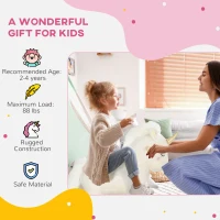 Qaba Kids Rocking Horse, Ride on Unicorn with Realistic Sounds & Wooden Base for Years 2-4, White(m-8)