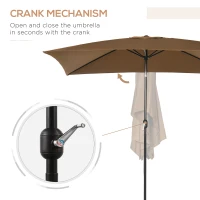 Outsunny 6.5x10ft Rectangle Aluminum Tilt Patio Umbrella, Garden Market Parasol, Outdoor Sunshade Canopy with Crank, Coffee(m-5)