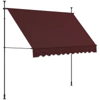 Outsunny 10' x 3' Manual Retractable Awning, Non-Screw Freestanding Patio Awning, UV Resistant, for Window or Door, Wine Red(m-11)