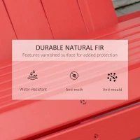Outsunny 2 Person Adirondack Loveseat, Fire Pit Chair for 2, Wooden Double Adirondack for Patio, Porch, Backyard, Garden with High-back, Wide Armrests, Red(m-7)