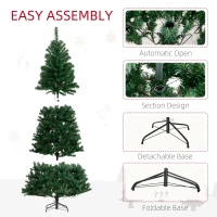 HOMCOM 7.5 FT Tall PreLit Artificial Christmas Tree with Realistic Branches, 500 Warm White LED Lights and 1346 Tips, Green(m-8)