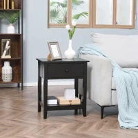HOMCOM End Table, 2-tier Side Table with Drawer and Storage Shelf, Modern Sofa Side Table for Living Room, Black(m-10)