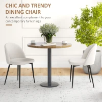 HOMCOM Set of 2 Mid-Back Dining Chair, Mid-Back Velvet-touch Upholstery Kitchen Chair for Living Room Dining Room, Cream White(m-4)