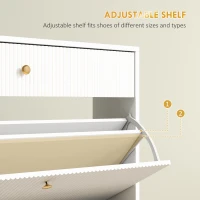 HOMCOM Narrow Shoe Storage Cabinet with Wave-like Panels and Adjustable Shelves for 12 Pairs of Shoes, White(m-5)