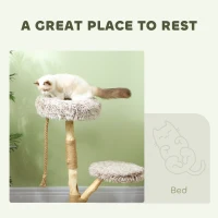 PawHut 35 Inch Modern Cat Tree for Indoor Adult Cats with Wooden Scratching Posts, Cat Bed & Rope Cat Toy, Brown(m-5)