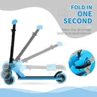 Aosom Aluminum Kids Kick Scooter Foldable Teens Ride On Toy with Adjustable Handlebar Rear Brake, Blue(m-6)
