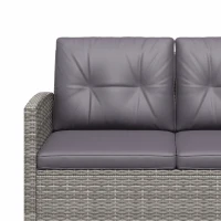 Outsunny 4 Piece PE Rattan Wicker Patio Furniture Set with Two-tier Coffee Table and Cushions, Dark Gray(m-9)