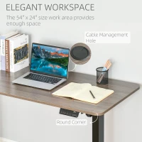 Vinsetto Electric Height Adjustable Standing Desk with 54" Desktop, Sit Stand Home Office Desk with Memory Button Control and Anti-Collision System, Teak/Black(m-6)