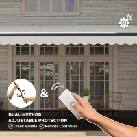 Outsunny 15' x 10' Electric Retractable Awning with Remote Controller, All Aluminum Frame Patio Awning, UV30+ Protection, White(m-4)