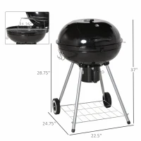 Outsunny Portable Kettle Charcoal Grill for Outdoor Grilling Heat Control BBQ Barbecue(m-3)