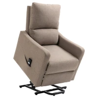 HOMCOM Electric Lift Recliner Chair Rising Power Chaise Lounge Fabric Sofa with Remote Control & Side Pocket for Living Room, Brown(m-2)