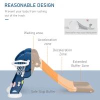 Qaba kids Slide for Indoor and Outdoor, Toddler Freestanding Slide Climber Toy for 18-48 Months Basketball Hoop, Ball and Inflator, Blue(m-4)