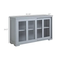 HOMCOM Sideboard Buffet Cabinet, Stackable Credenza, Coffee Bar Cabinet with Sliding Glass Door and Adjustable Shelf, Gray(m-3)