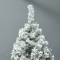 HOMCOM 7.5' Prelit Artificial Flocked Christmas Trees, with Snow Frosted Branches, Warm White LED Lights, Auto Open(m-9)