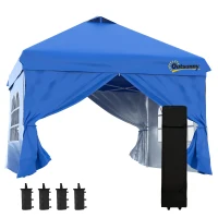 Outsunny 10' x 10' Pop Up Canopy Tent, Instant Sun Shelter, Tents for Parties, with Wheeled Carry Bag, Blue(m-2)