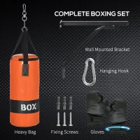 Soozier Hanging Punching Bag, Heavy Bag with Punch Gloves and Wall Mount Hanger for MMA and Muay Thai Workouts(m-6)