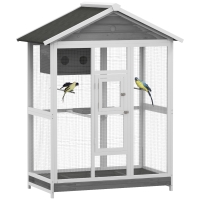 PawHut 64.5" Wooden Bird Cage Aviary, Indoor/Outdoor, Gray