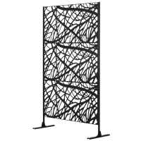 Outsunny Decorative Outdoor Privacy Screen, See-Through Outdoor Divider/Separator with Twisted Branch Motif for Fun Shadows or Climbing Plant Trellis, Fence Panel for Garden Walkway, Backyard, 6.5FT(m-1)