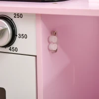 Qaba Pretend Play Kitchen with Sound Effects and Stove Lights, Kids Kitchen Playset with Storage, Water Dispenser Preschool & Kindergarten Gift for 3-6 Years Old, Pink(m-8)