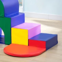 Qaba 7-piece Soft Play, Foam Climbing Blocks for Toddlers, Kids' Educational Climbing Crawling Toys, Kids Foam Play Set Stairs and Ramp, Multicolored(m-10)