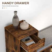 HOMCOM Upholstered Shoe Storage Bench w/ Seat, Entrance Bench w/ Drawer and 6 Open Shelves for Hallway, Rustic Brown(m-5)