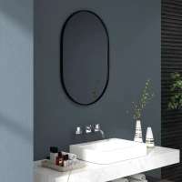 HOMCOM Bathroom Mirror for Vanity, Oval Wall Mirror with Aluminium Frame, 24" x 35"(m-9)