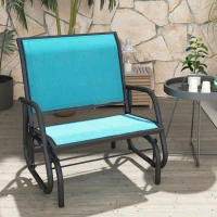 Outsunny Outdoor Glider Chair, Steel Swing Chai with Curved Armrests for Porch, Garden, Poolside, Balcony, Blue(m-8)