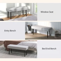 HOMCOM End of Bed Ottoman Bench, 39.4" Faux Leather Upholstered Entryway Bench with Metal Legs and Padded Seat, Gray(m-4)