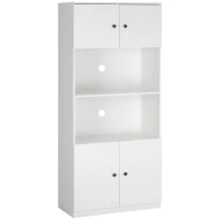 HOMCOM 71" Kitchen Buffet with Hutch, Pantry Storage Cabinet with Shelves and Microwave Countertop, White(m-1)