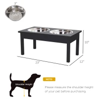 PawHut 23" Wooden Heavy Duty Dog Food Bowls Pet Elevated Feeding Station -Black(m-3)
