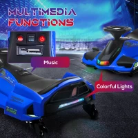 Aosom 12V Electric Drifting Go Kart w/ Slow Start, Music, Lights, Blue(m-5)