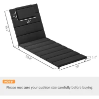 Outsunny Foldable Chaise Lounge Cushion Set of 2, Outdoor Lounge Chair Cushion Set, UPF50+ 230gsm Olefin, 80" x 26" Black(m-3)