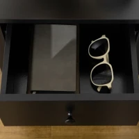 HOMCOM Side Table Set of 2, End Tables with Drawer and Bottom Shelf, 2-tier Nightstand for Bedroom, Living Room, Black(m-10)