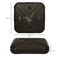 Outsunny Fillable Patio Cantilever Umbrella Base with Wheels, Heavy-duty Offset Umbrella Weights with Easy-Fill Spouts, Steel Cross Base, 430lbs Sand or 375lbs Water Filled, Coffee(m-3)