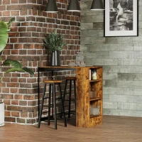 HOMCOM 3 Piece Industrial Small Dining Table Set, Counter Height Bar Table & Stools Set with Storage Shelf, Rustic Brown(m-10)