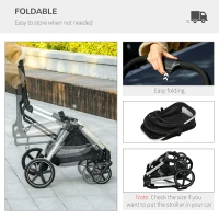 PawHut 3-in-1 Pet Stroller, Folding Stroller for Small Dogs and Cats, Black(m-8)