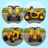 Qaba CAT Licensed Kids ATV 6V Four-Wheeler for Kids w/ Horn, LED Headlights for 18-36 Months, Yellow(m-7)